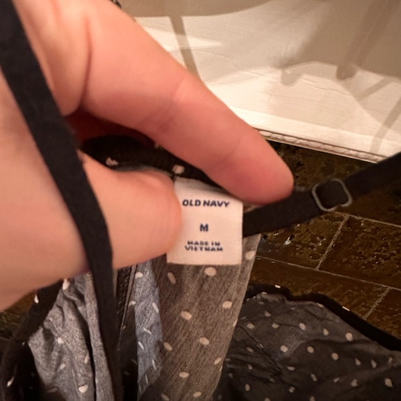 Old Navy Black with White Polka-Dot Spaghetti Strap / Criss Cross strap dress - Picture 2 of 2